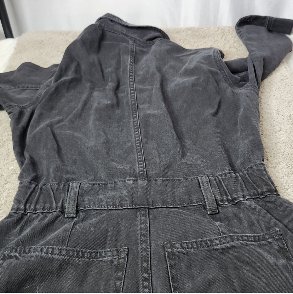 Woman's Long Sleeve Denim Jumpsuit - Universal Threads Black 4 - Picture 9 of 16